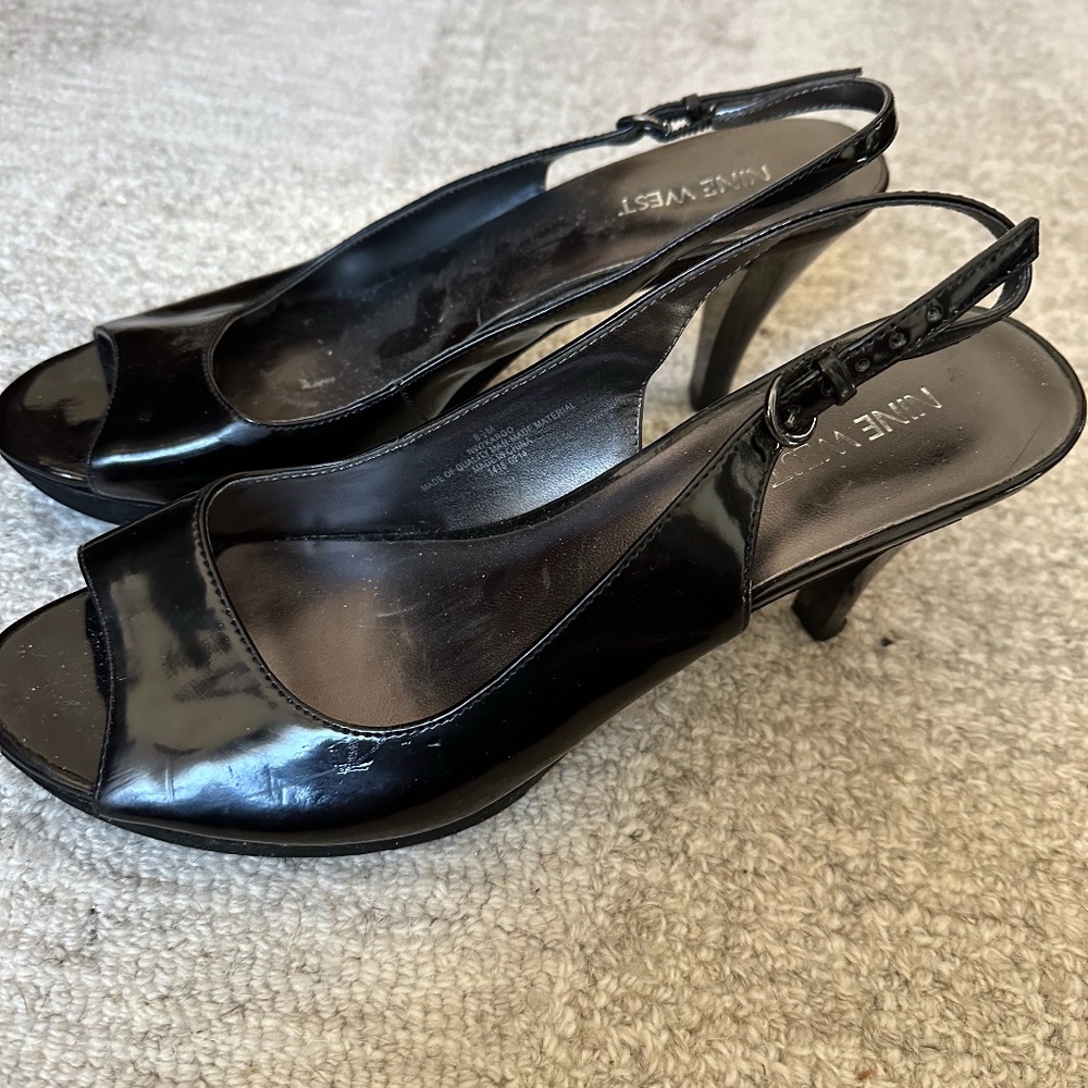 Nine West Black Patton Leather Heels